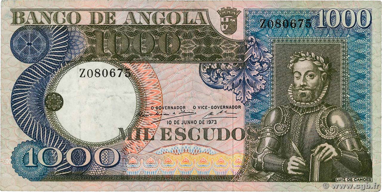 1000 Escudos ANGOLA  1973 P.108 TTB+