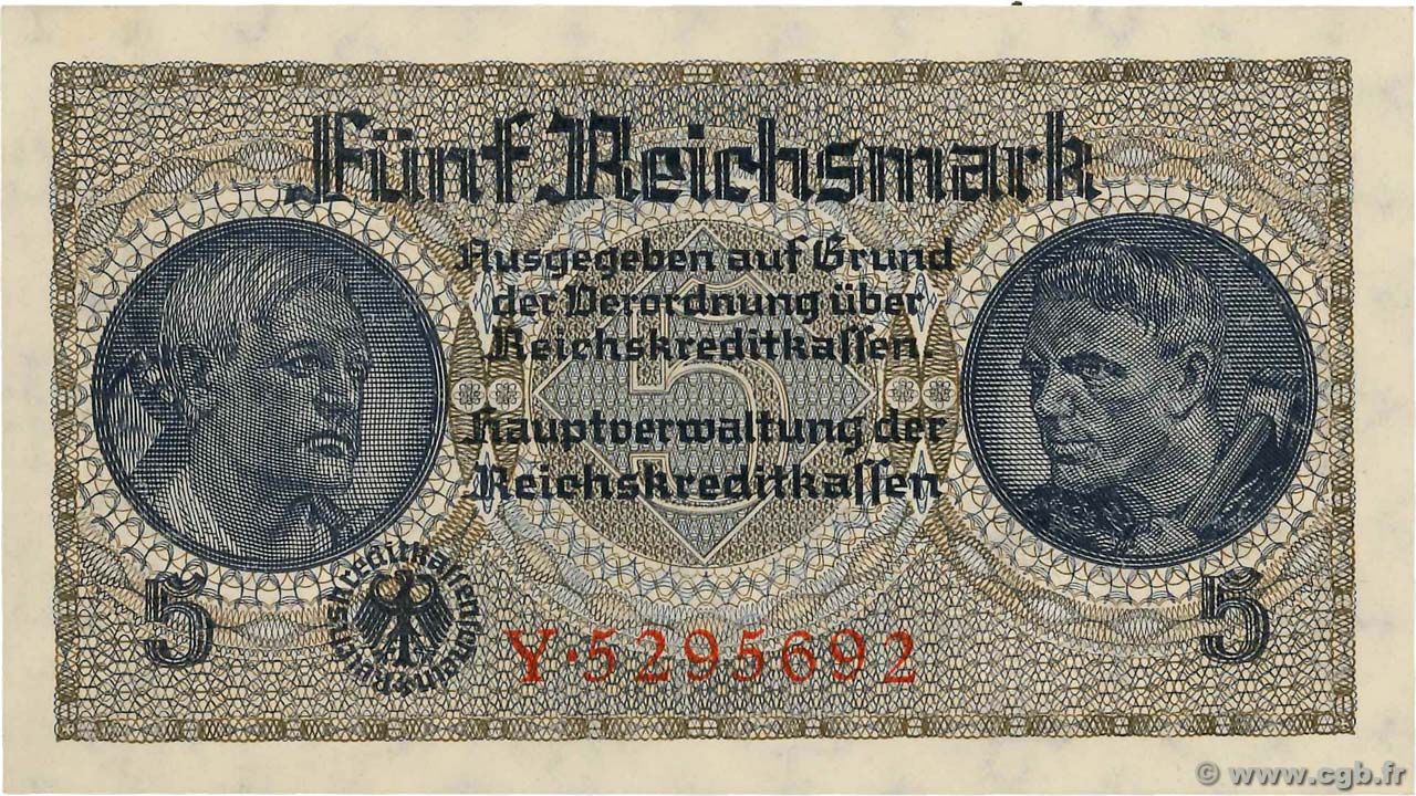 5 Reichsmark ALLEMAGNE  1940 P.R138a pr.NEUF