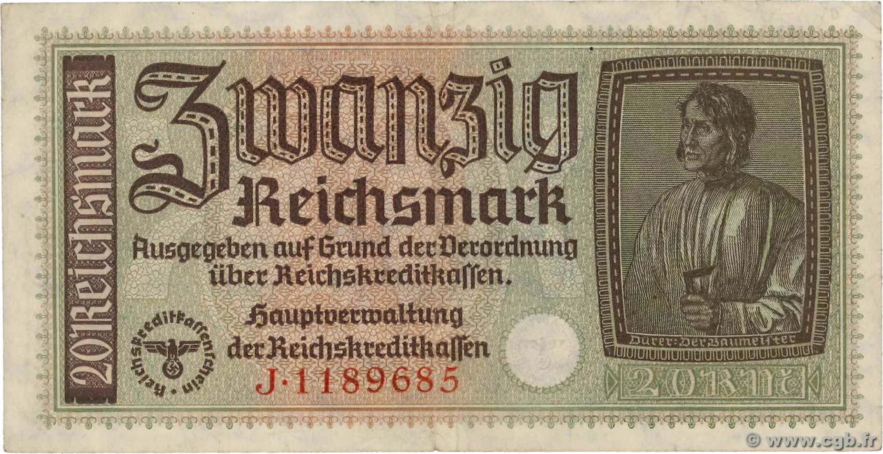 20 Reichsmark ALLEMAGNE  1940 P.R139 TTB+