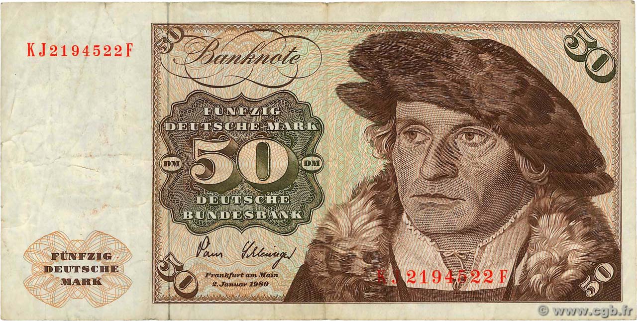 50 Deutsche Mark ALLEMAGNE FÉDÉRALE  1980 P.33d TB