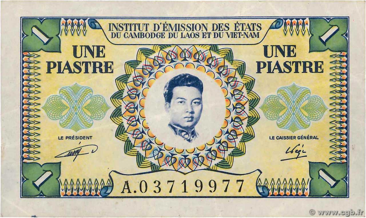 1 Piastre - 1 Riel FRENCH INDOCHINA  1953 P.093 VF+