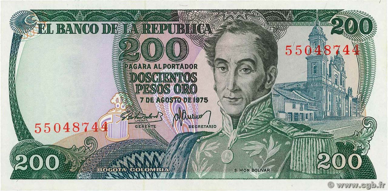 200 Pesos Oro COLOMBIE  1975 P.417b NEUF