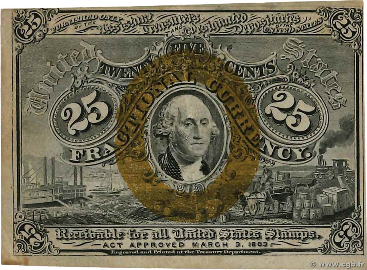 25 Cents STATI UNITI D AMERICA  1863 P.103 q.BB