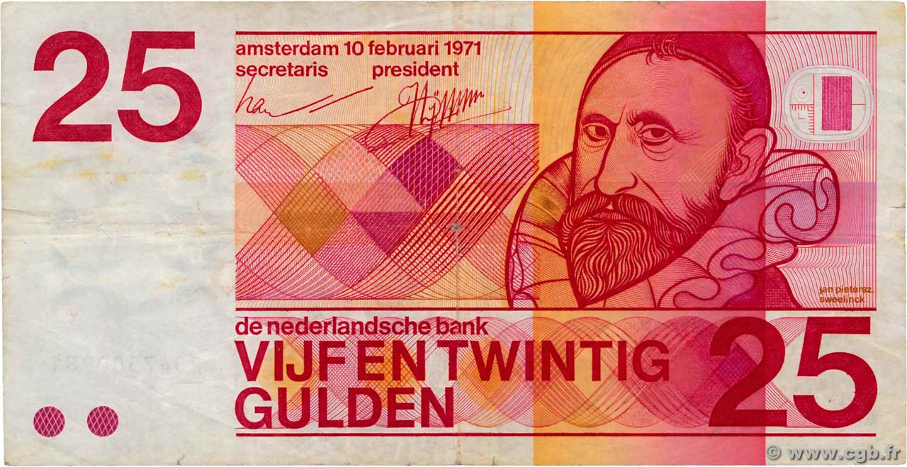 25 Gulden PAYS-BAS  1971 P.092a TB