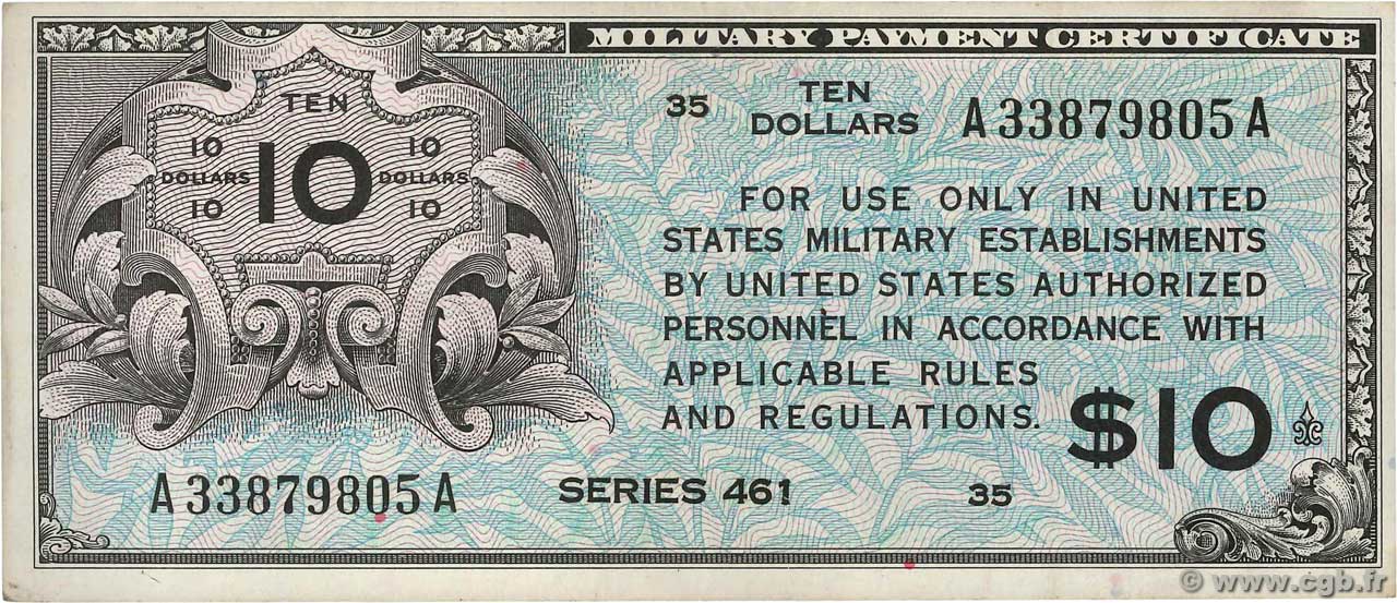 10 Dollars UNITED STATES OF AMERICA  1946 P.M007 VF