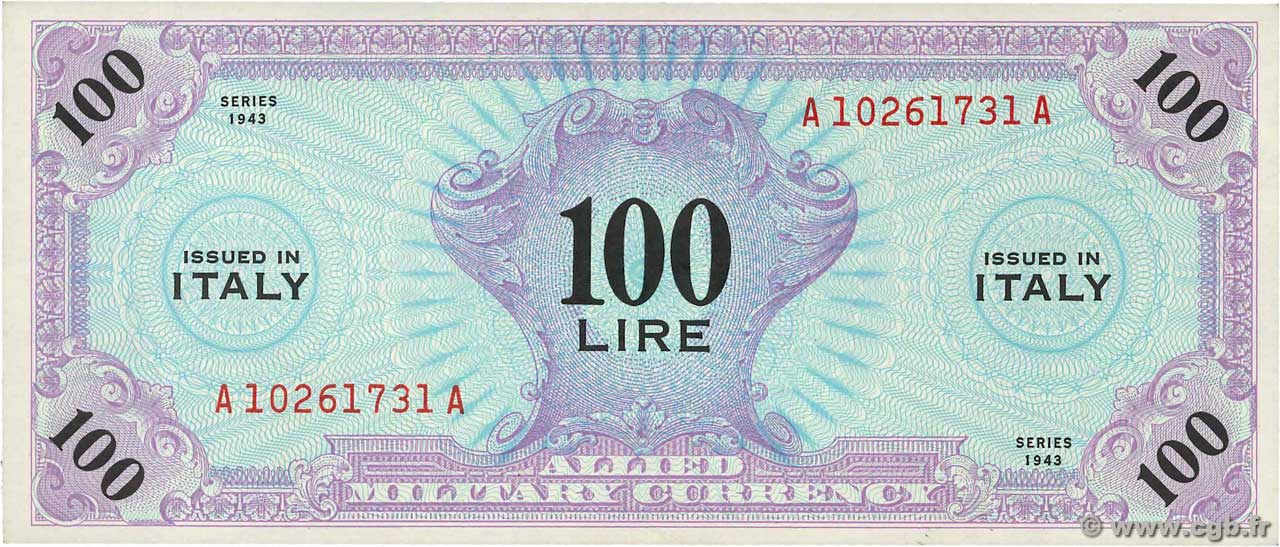 100 Lires ITALIE  1943 PM.15b pr.NEUF