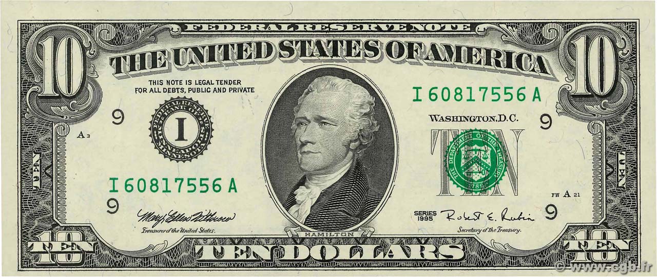 10 Dollars VEREINIGTE STAATEN VON AMERIKA Minneapolis 1995 P.499 fST