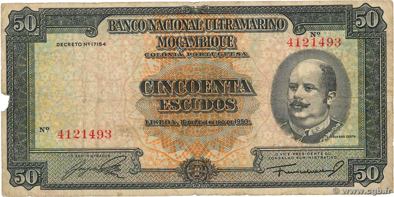 50 Escudos MOZAMBIQUE  1950 P.102 RC+