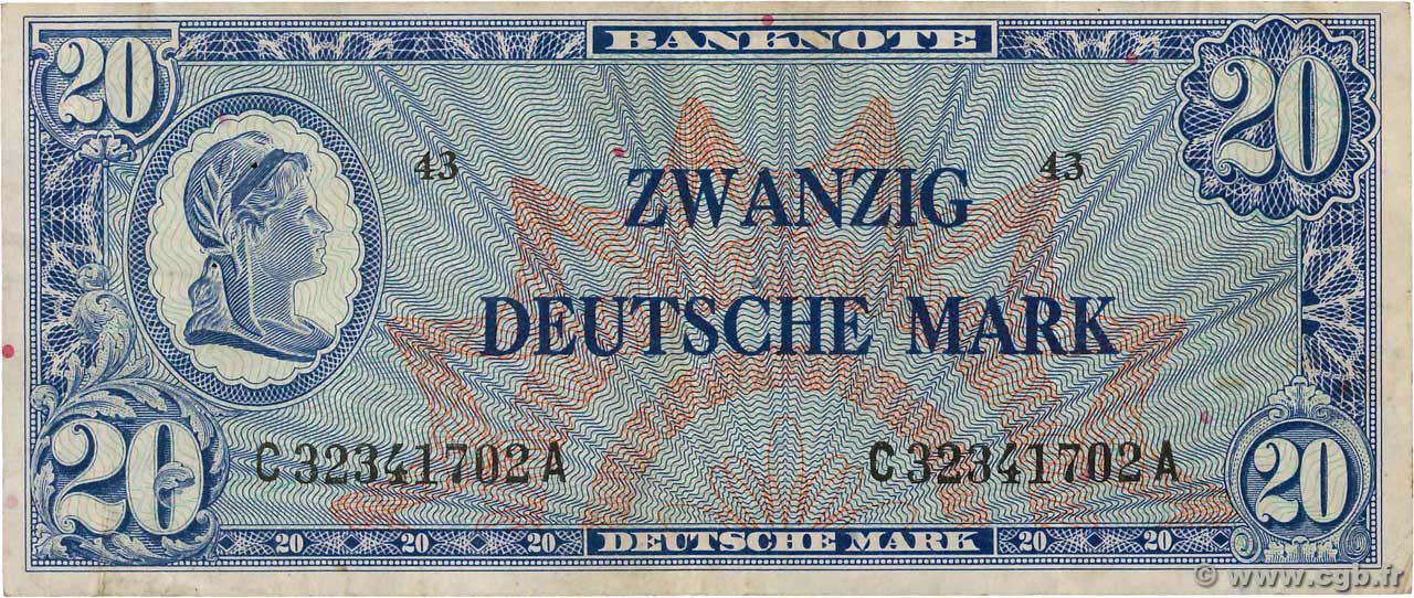 20 Deutsche Mark ALLEMAGNE FÉDÉRALE  1948 P.09a TB+