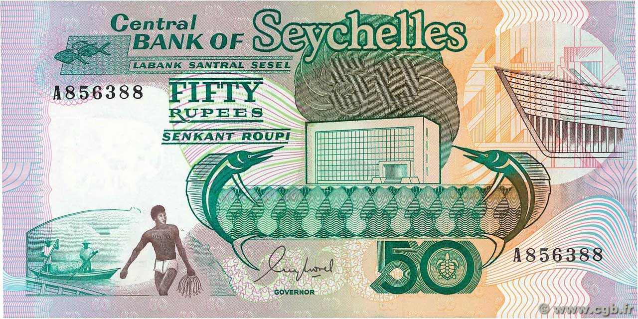 50 Rupees SEYCHELLEN  1989 P.34 fST