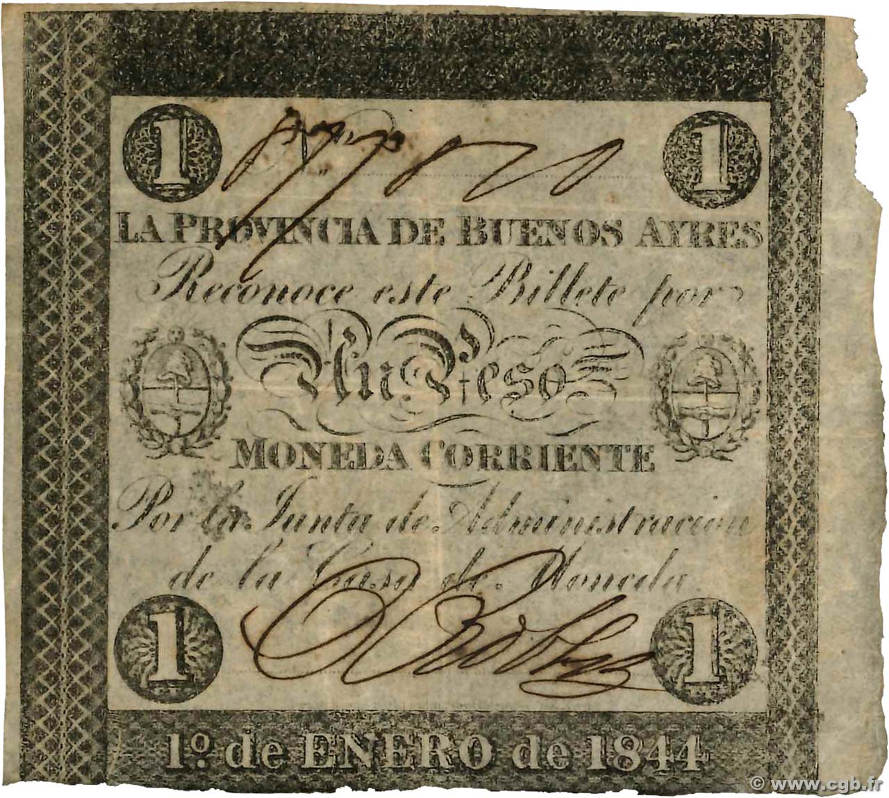 1 Peso ARGENTINIEN  1854 PS.0403a SS