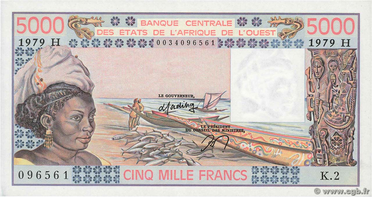 5000 Francs ÉTATS DE L AFRIQUE DE L OUEST  1979 P.608Hb pr.NEUF