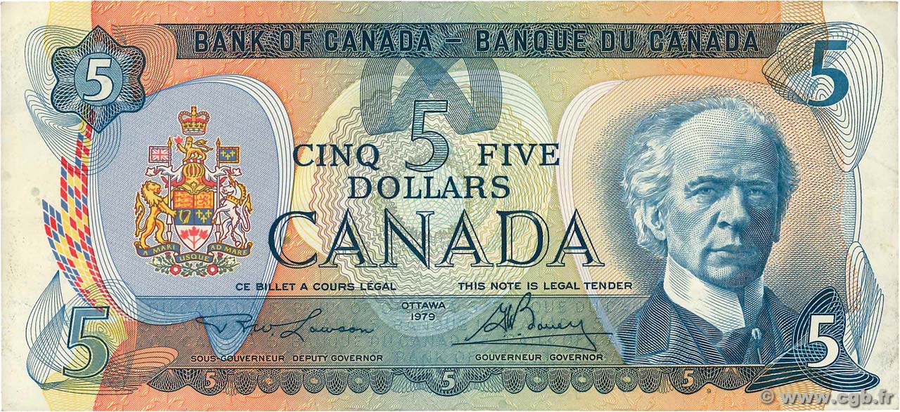 5 Dollars CANADA  1979 P.092a BB