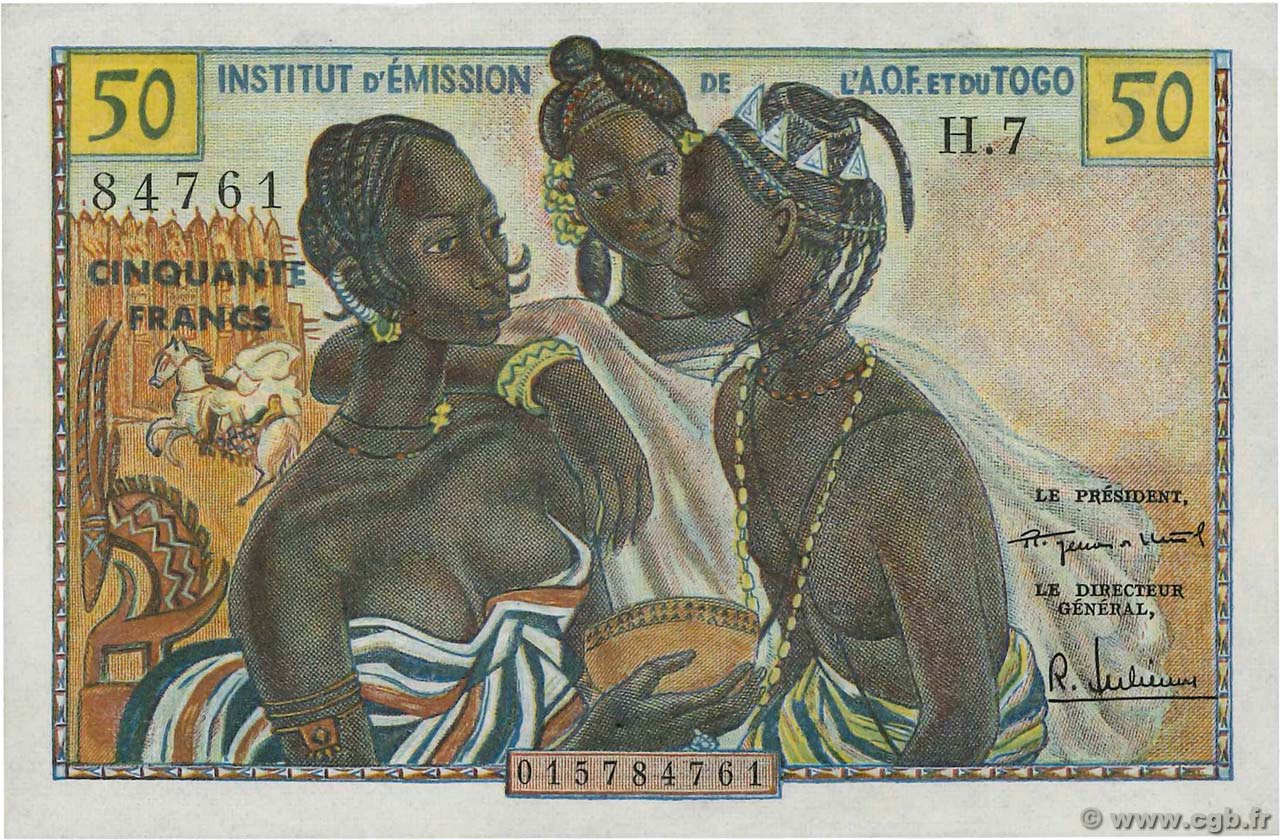 50 Francs FRENCH WEST AFRICA (1895-1958)  1956 P.45 AU+