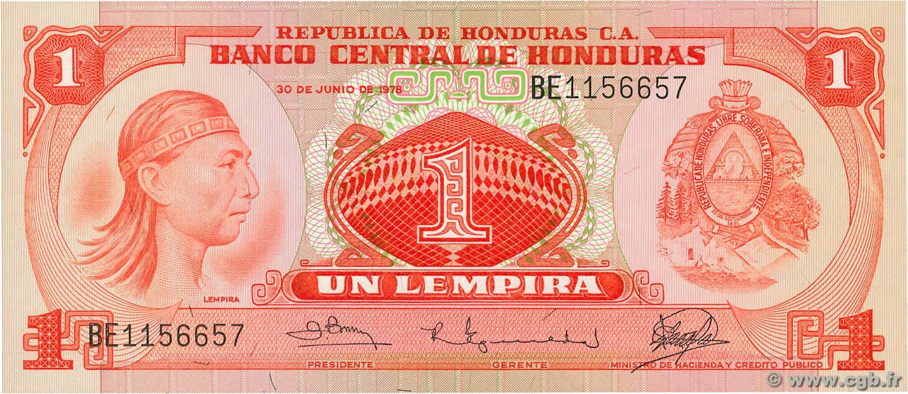 1 Lempira HONDURAS  1978 P.062 FDC
