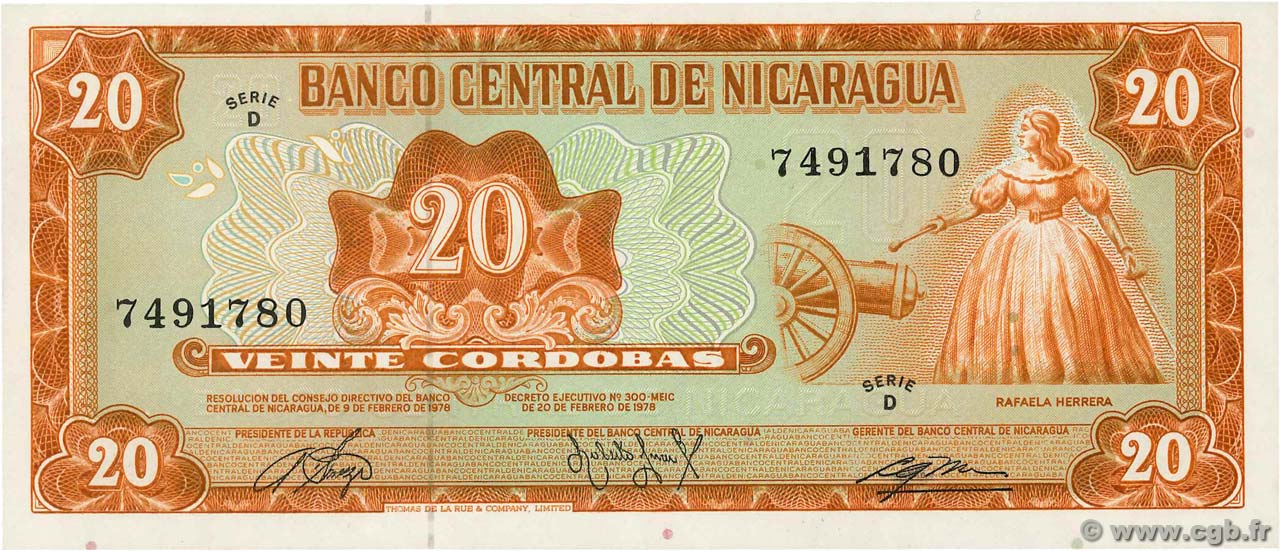 20 Cordobas NIKARAGUA  1978 P.129 ST