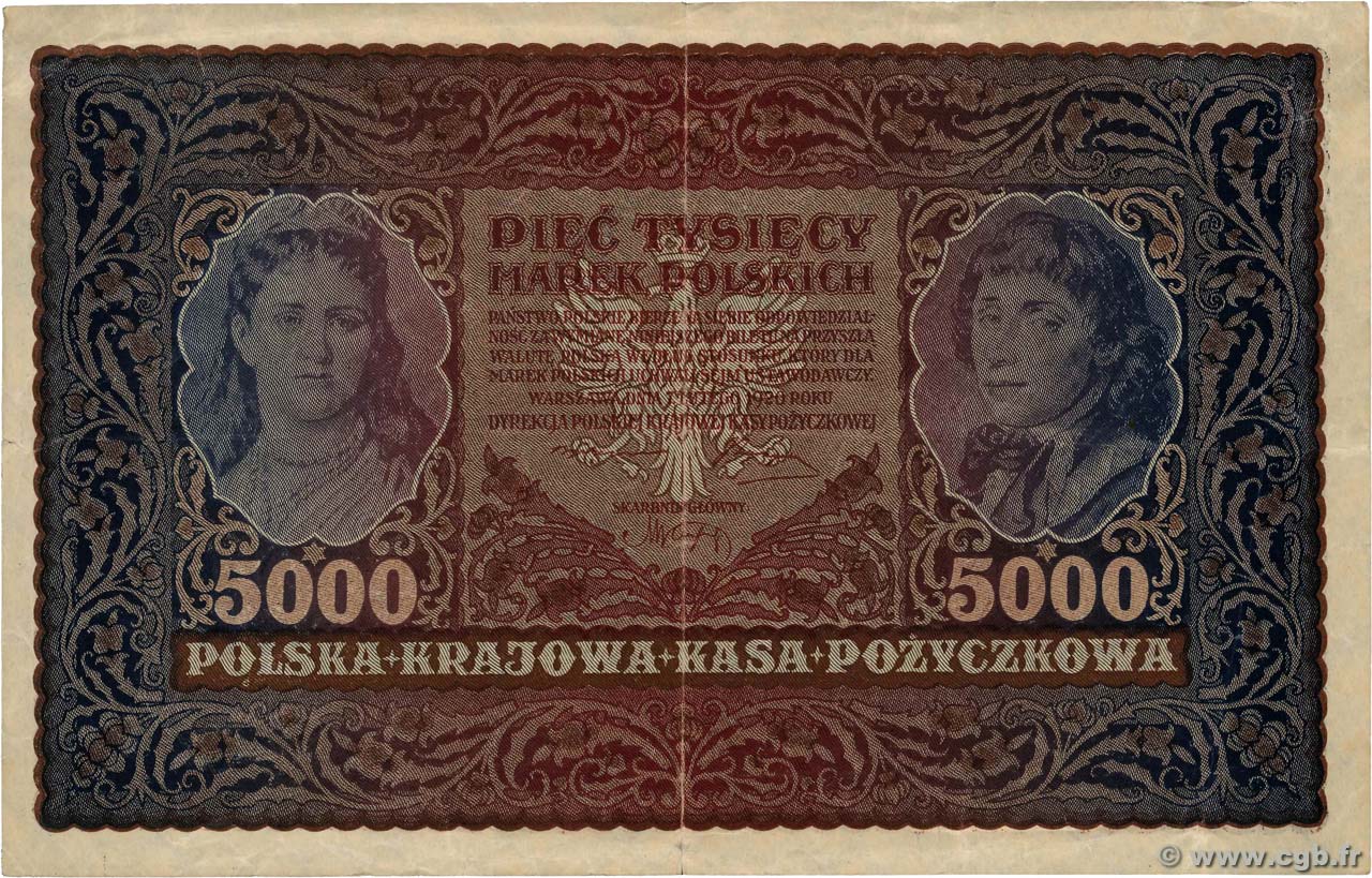 5000 Marek POLOGNE  1920 P.031 TTB