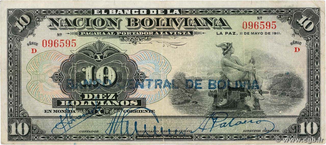 10 Bolivianos BOLIVIA  1929 P.114a MBC