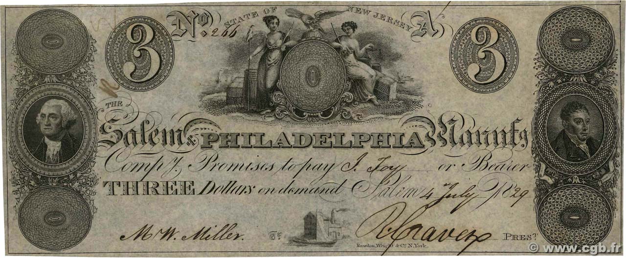 3 Dollars STATI UNITI D AMERICA  1829  BB