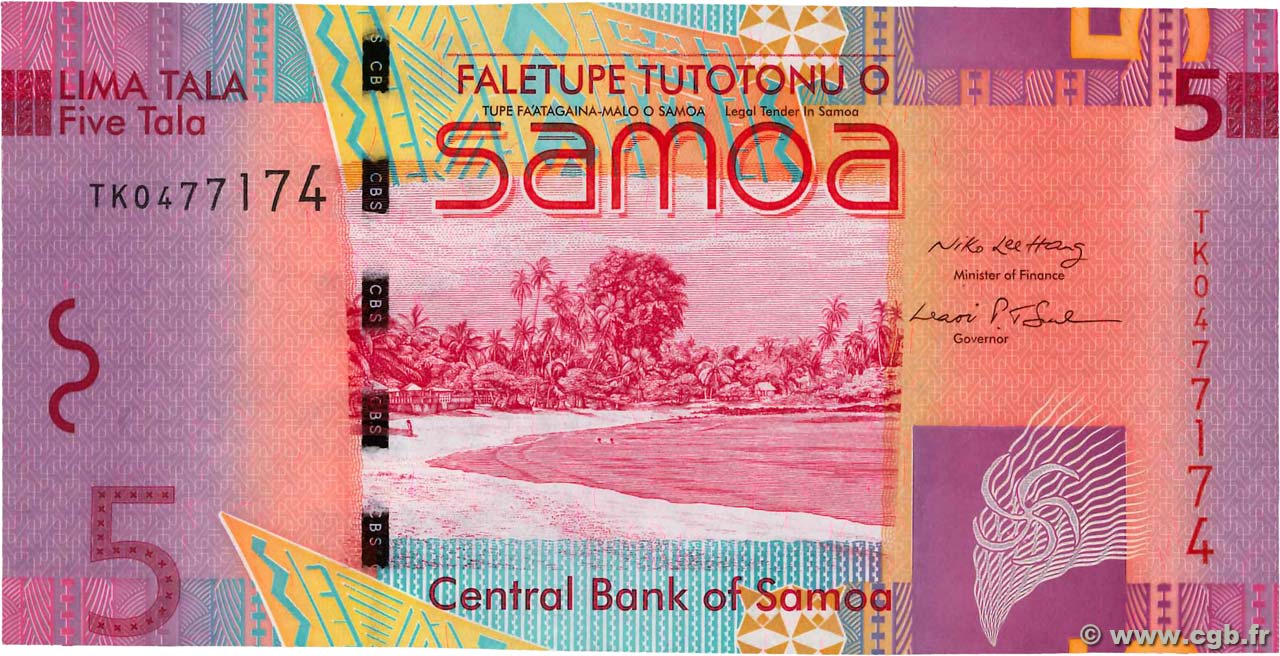 5 Tala SAMOA  2008 P.38a FDC