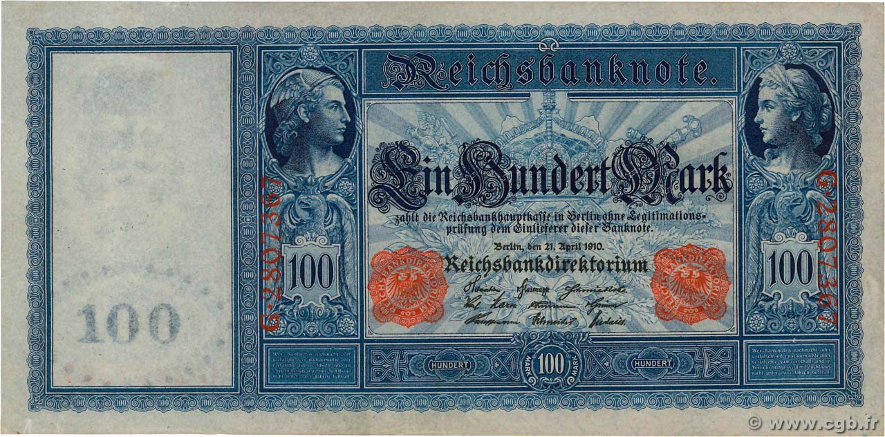 100 Mark GERMANIA  1910 P.042 AU