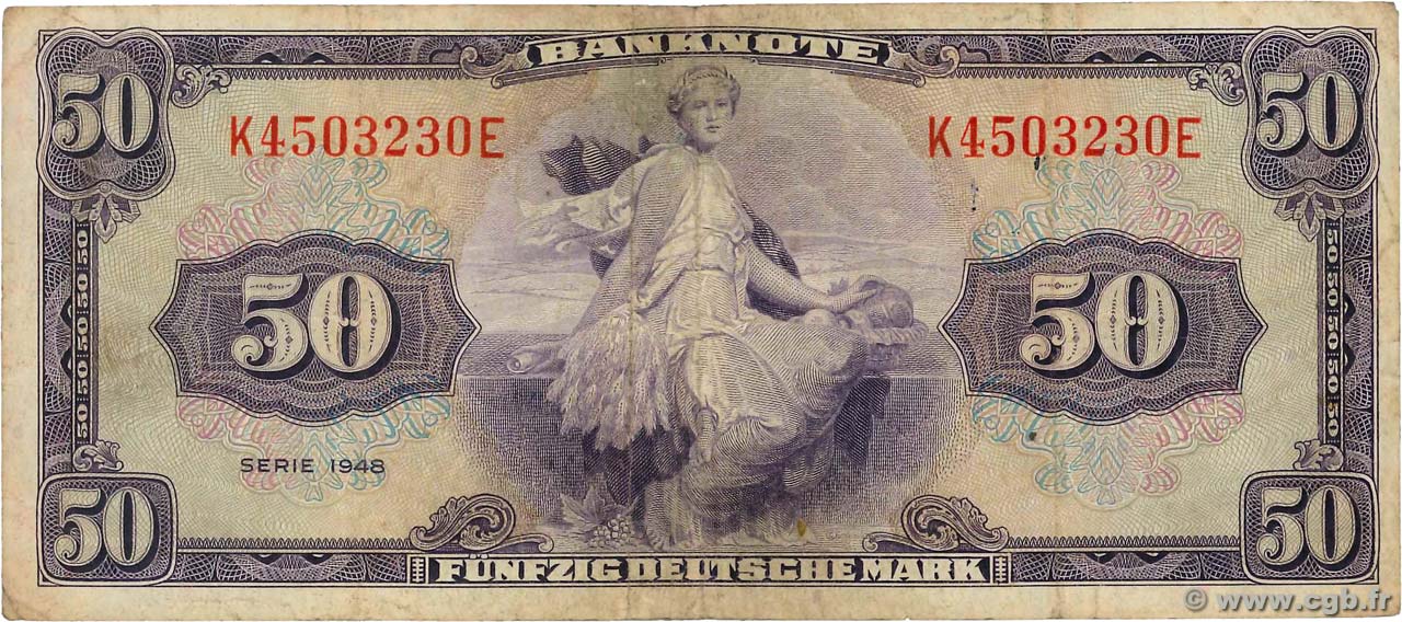 50 Deutsche Mark ALLEMAGNE FÉDÉRALE  1948 P.07a TB