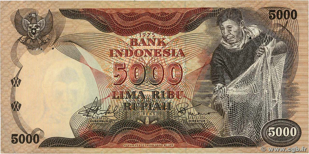 5000 Rupiah INDONÉSIE  1975 P.114a TTB