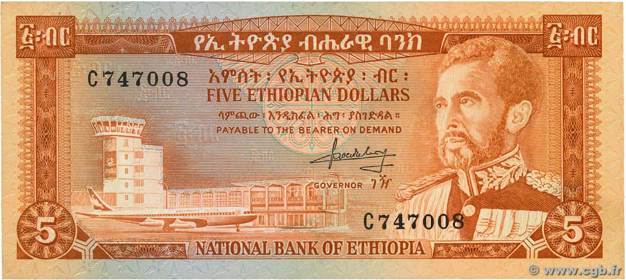 5 Dollars ETIOPIA  1966 P.26a EBC