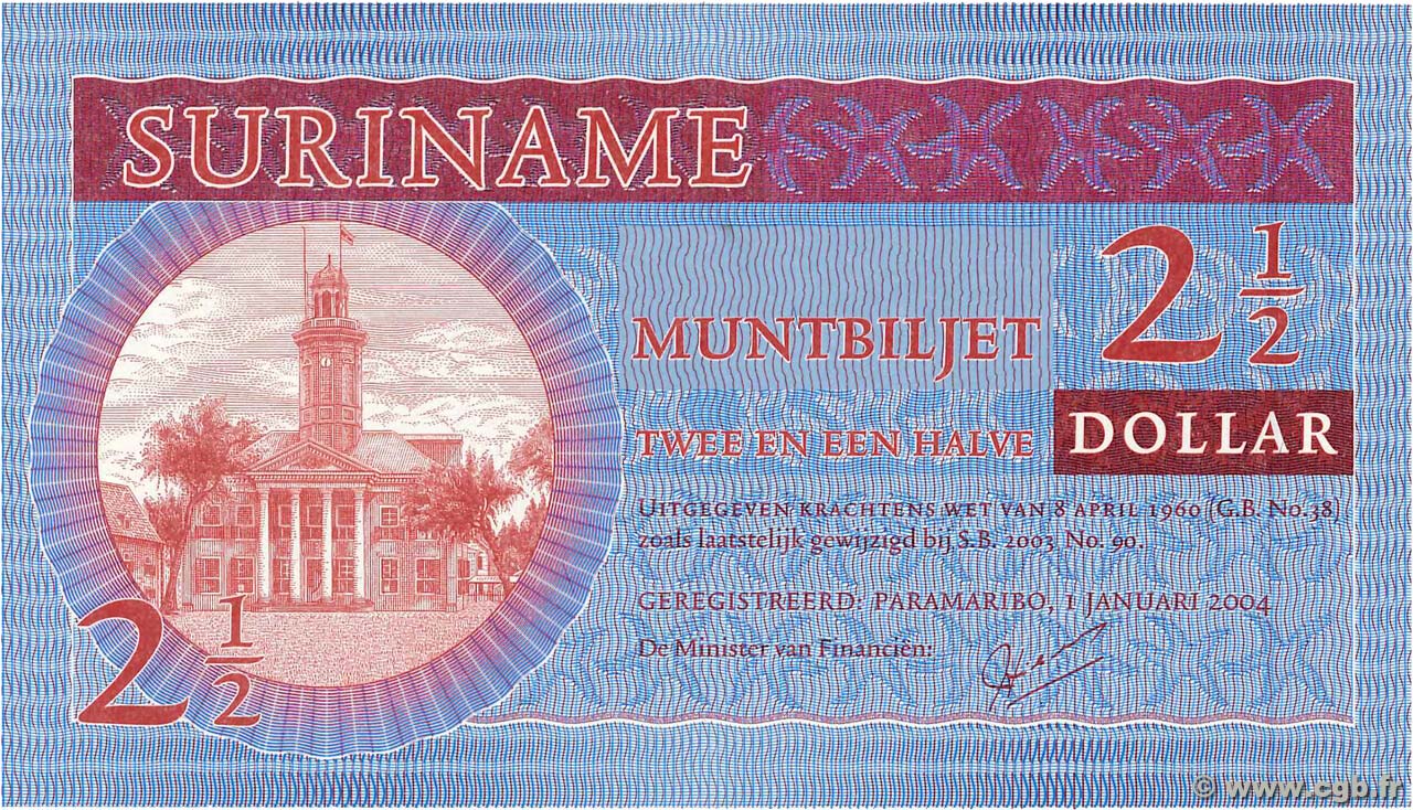 2,5 Dollars SURINAM  2004 P.156 UNC