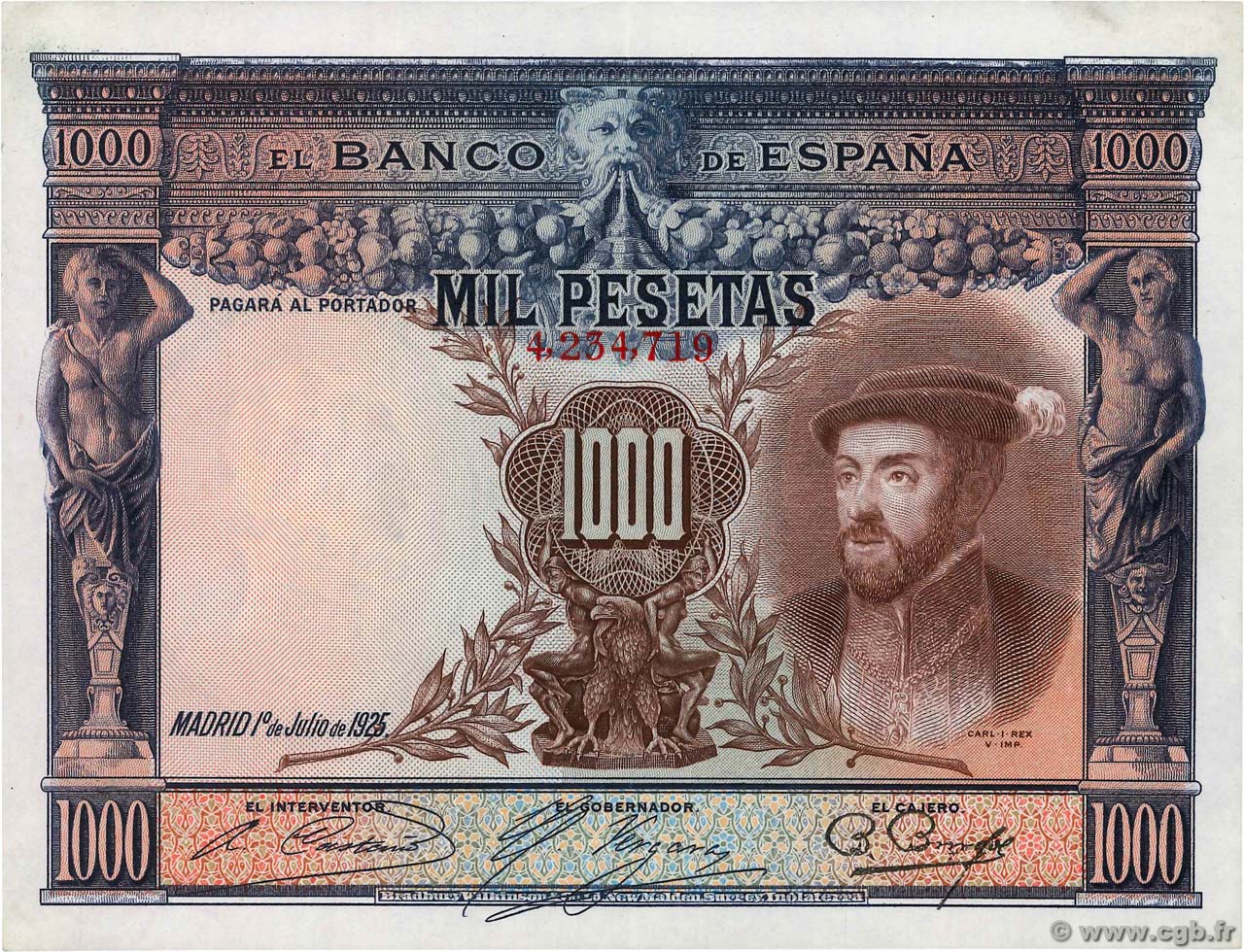 1000 Pesetas ESPAGNE  1925 P.070c SUP+