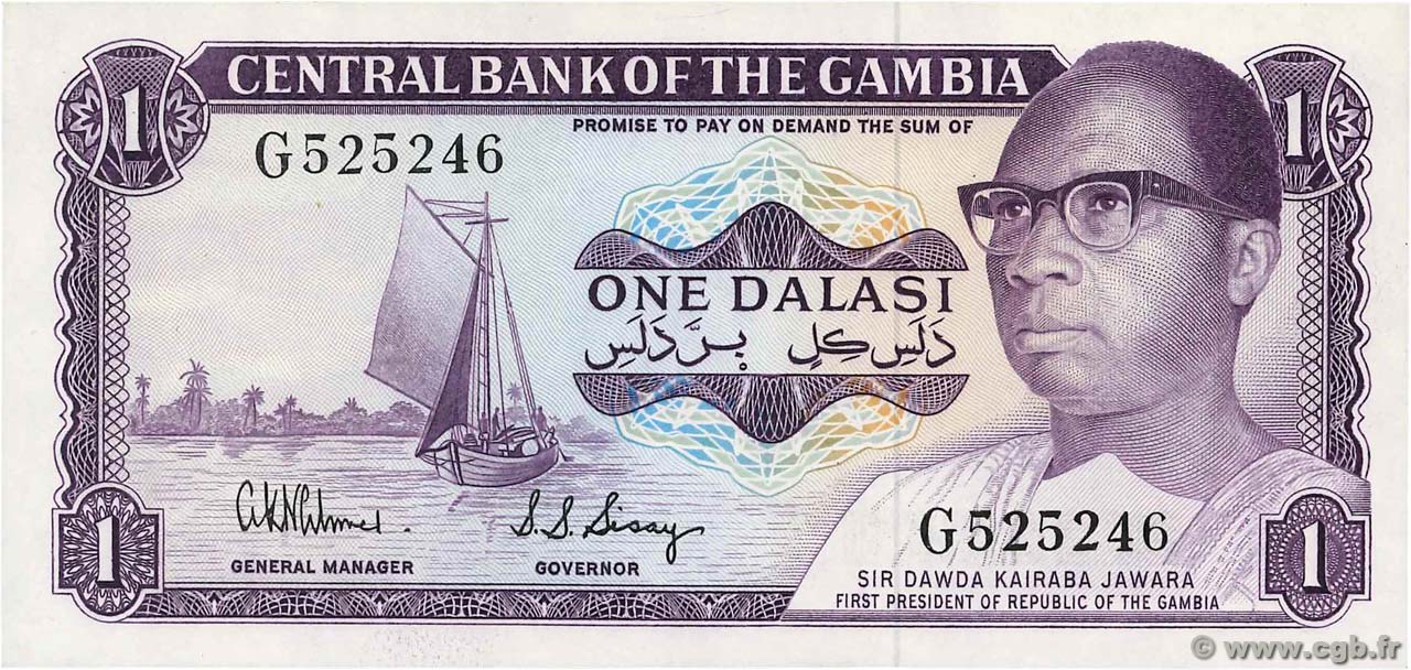 1 Dalasi GAMBIA  1971 P.04d ST