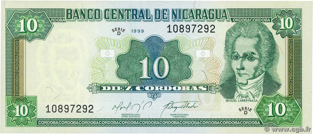 10 Cordobas NICARAGUA  1999 P.188 FDC