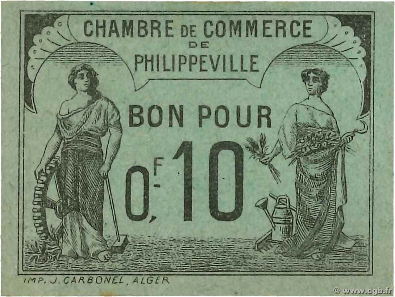 10 Centimes ALGÉRIE Philippeville 1915 JP.142.15 SPL