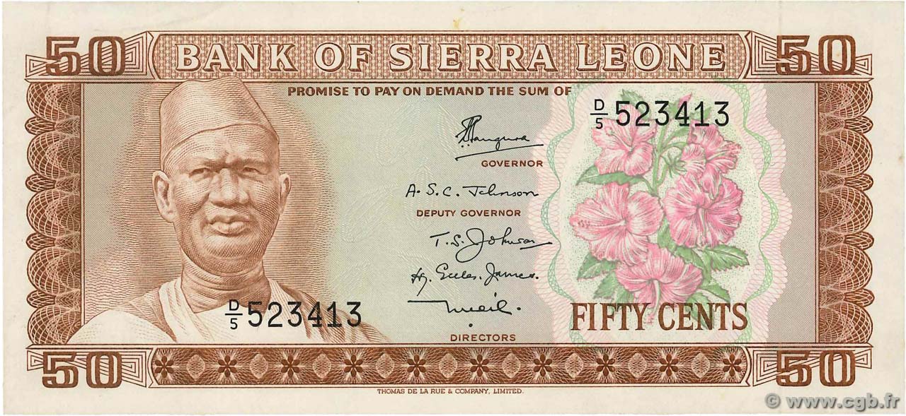 50 Cents SIERRA LEONE  1974 P.04b UNC-