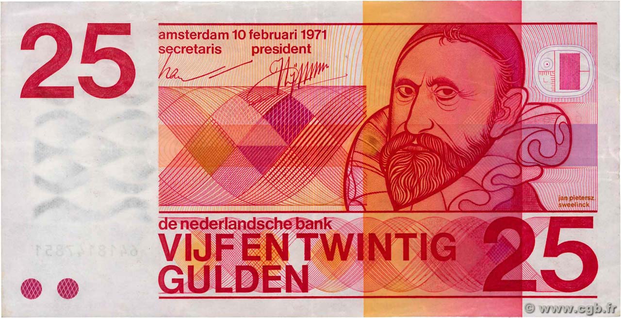 25 Gulden PAYS-BAS  1971 P.092a TTB