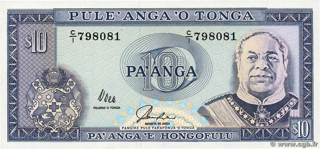 10 Pa anga TONGA  1992 P.28 ST
