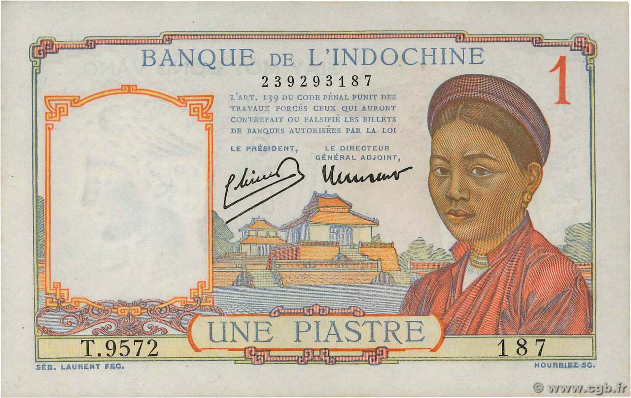 1 Piastre INDOCHINE FRANÇAISE  1949 P.054e pr.NEUF