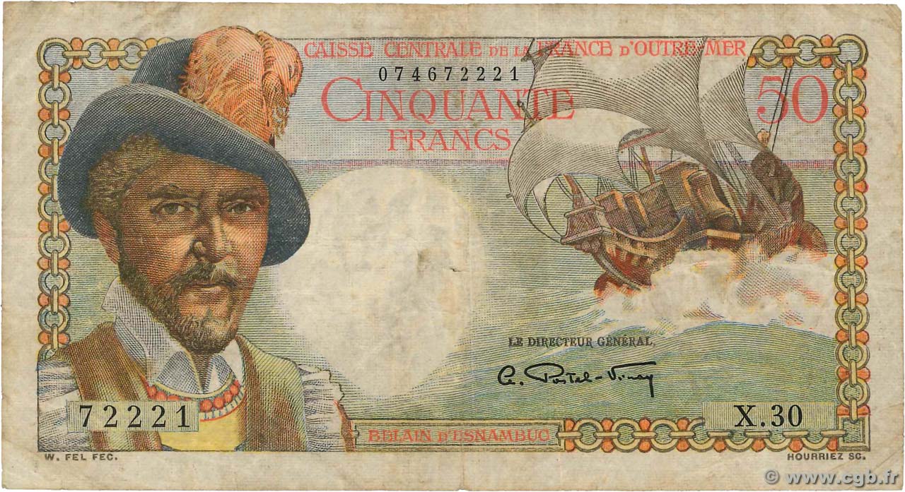 50 Francs Belain d Esnambuc AFRIQUE ÉQUATORIALE FRANÇAISE  1946 P.23 MB