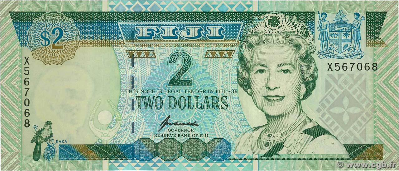 2 Dollars FIJI  1996 P.096a UNC