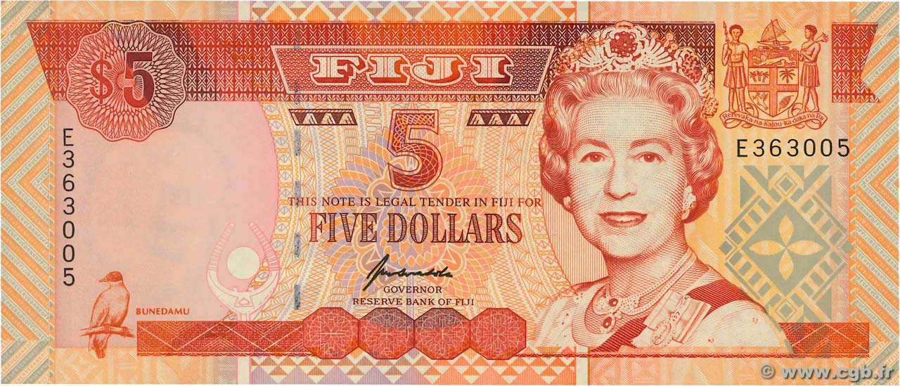 5 Dollars FIGI  1995 P.097a FDC