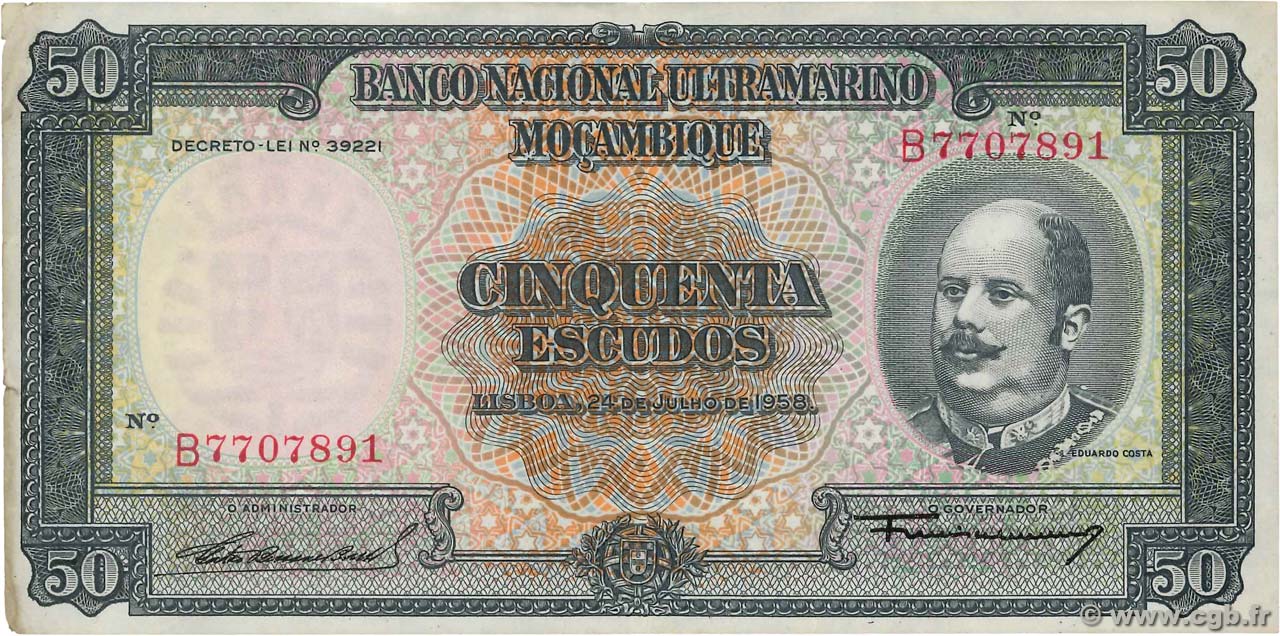 50 Escudos MOZAMBIQUE  1958 P.106a pr.SUP
