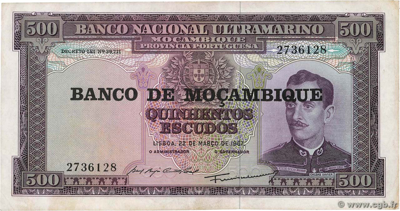 500 Escudos MOZAMBIQUE  1967 P.118a MBC