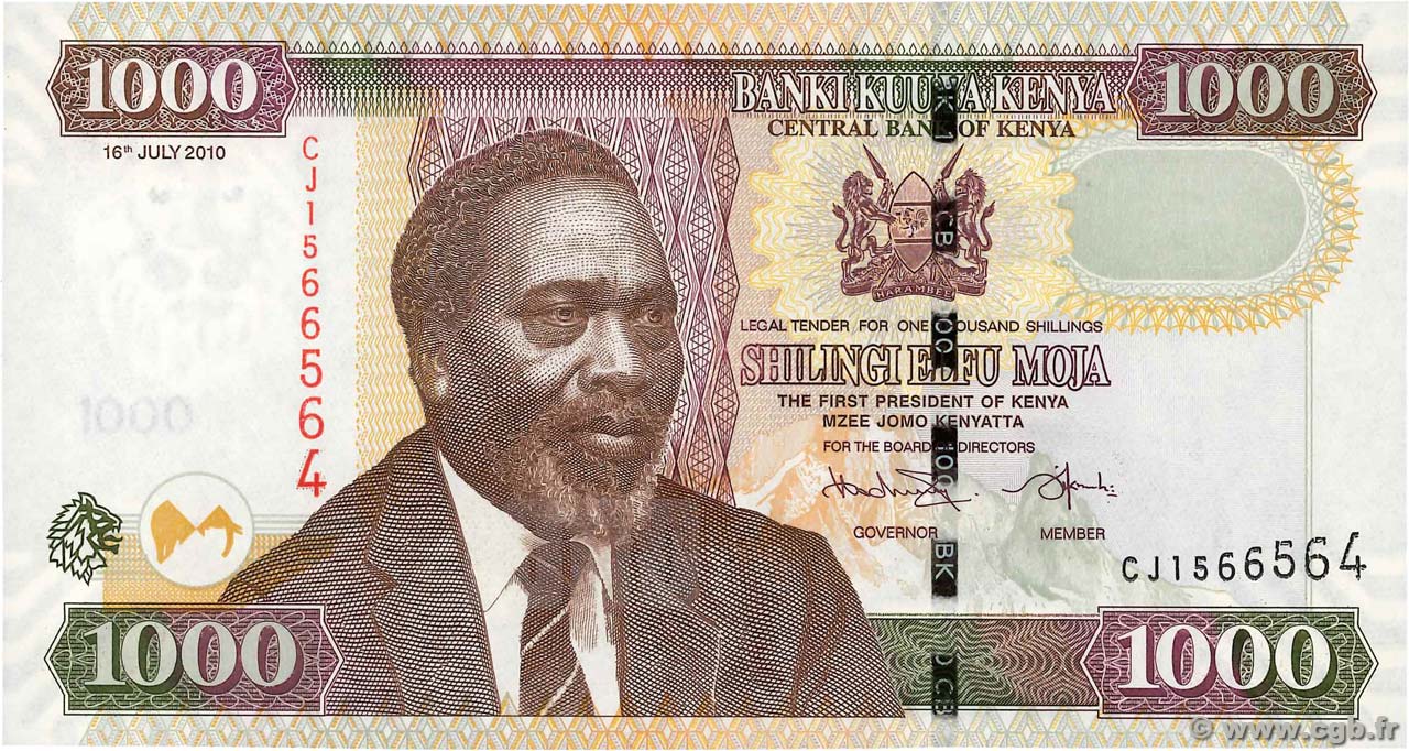 1000 Shillings KENYA  2010 P.51e UNC-
