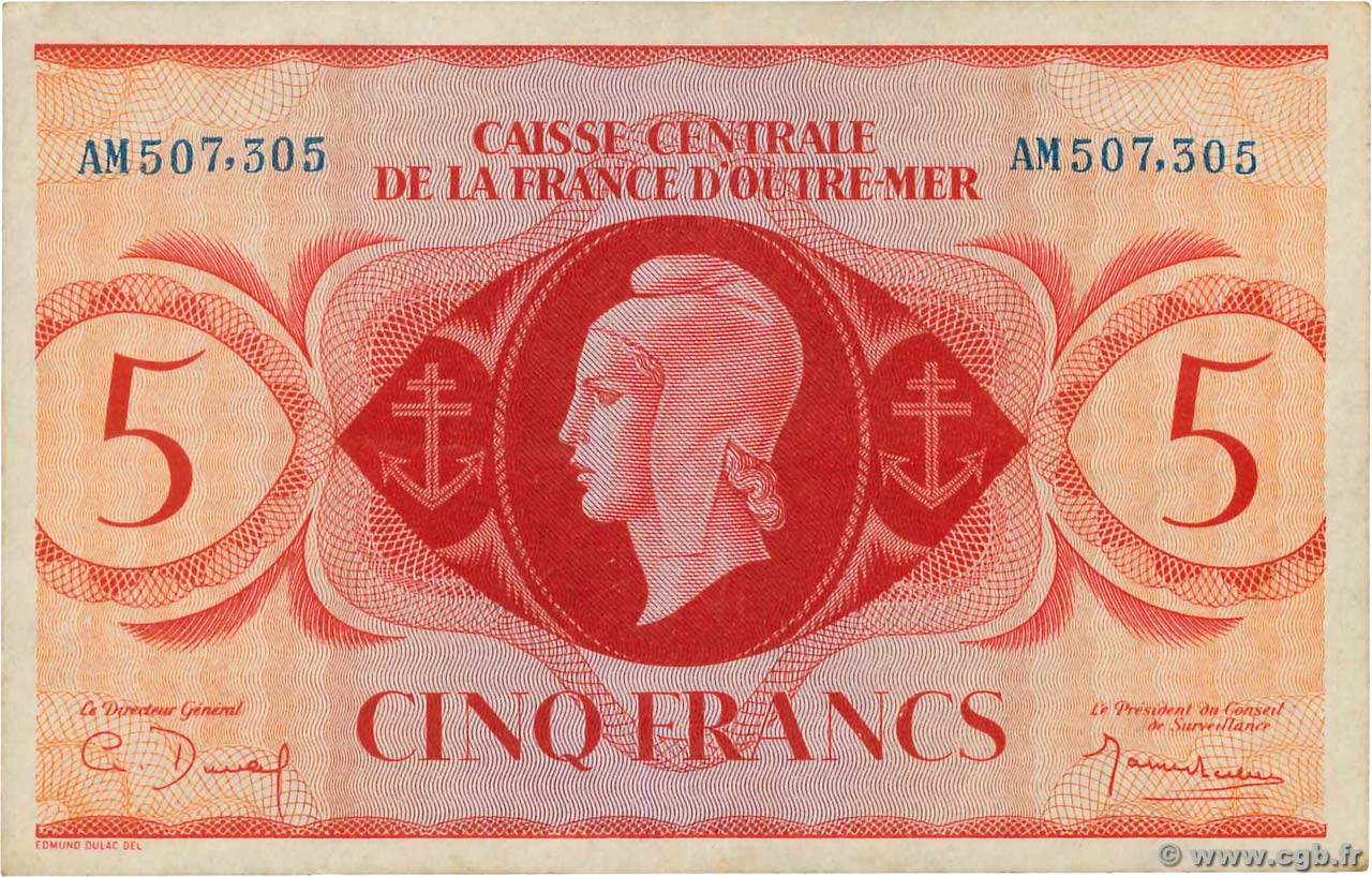 5 Francs AFRIQUE ÉQUATORIALE FRANÇAISE  1943 P.15a TTB