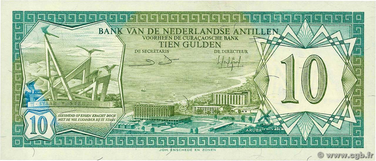 10 Gulden ANTILLE OLANDESI  1984 P.16b FDC