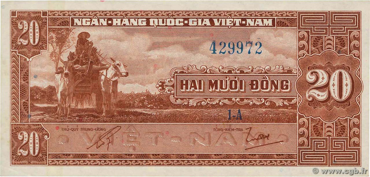 20 Dong SOUTH VIETNAM  1962 P.06a UNC-