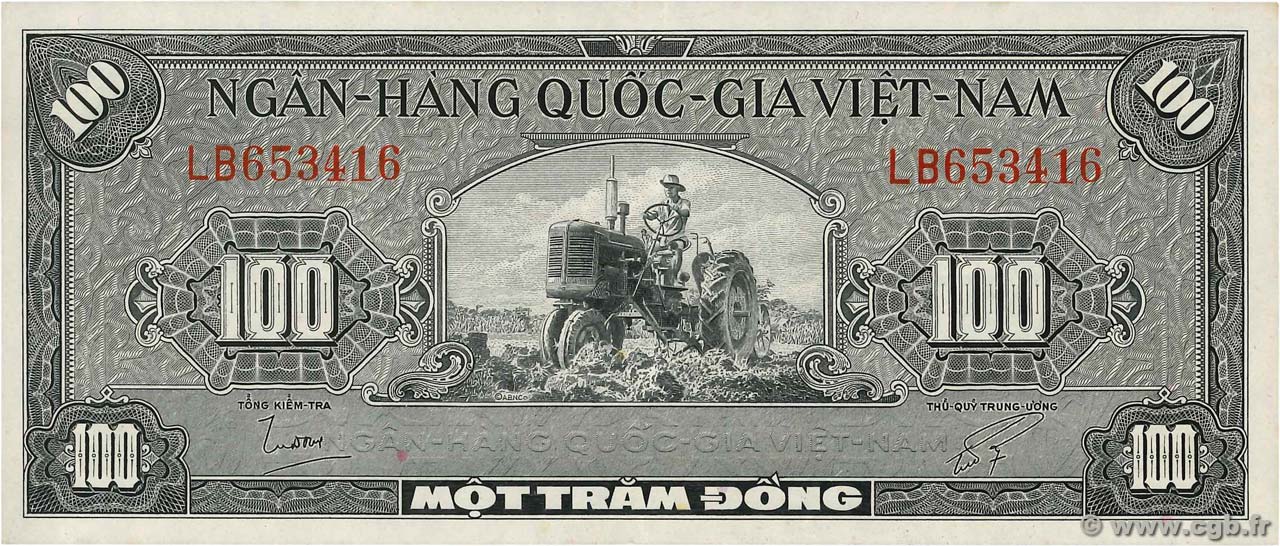 100 Dong VIET NAM SOUTH  1955 P.08a XF
