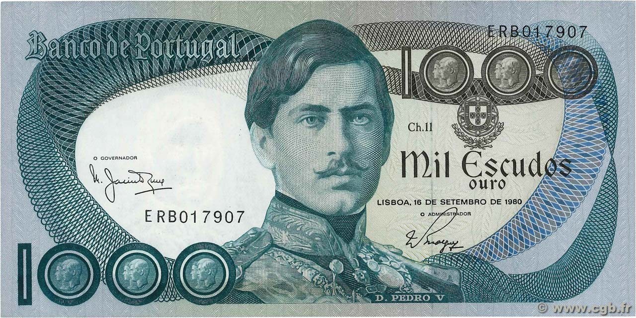 1000 Escudos PORTUGAL  1980 P.175b EBC