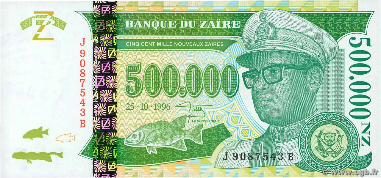 500000 Nouveaux Zaïres ZAÏRE  1996 P.78a ST