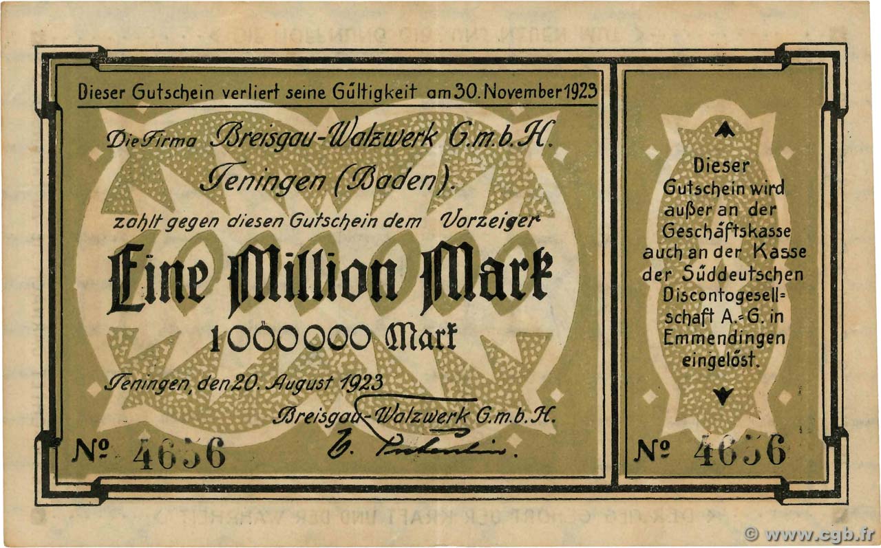 1000000 Mark ALLEMAGNE Baden 1923  SUP